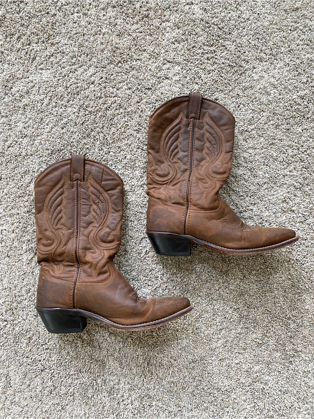 Abilene distressed brown leather cowboy boots 7.5 womens